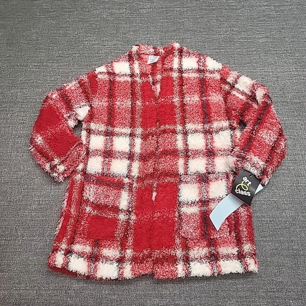 Girls Marshmallow Fleece Open Cardigan Robe Tank Top Shorts Set Small Size 6/7